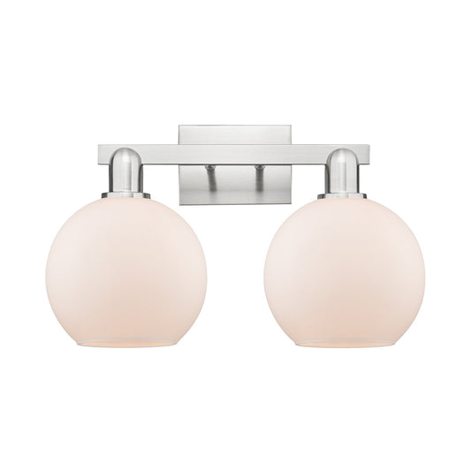 Innovations Athens 19in 2-Light Bath Vanity | Industrial Brushed Satin Nickel and Matte White Glass | Bathroom Vanity | 19 x | Model 716-2W-SN-G121-8
