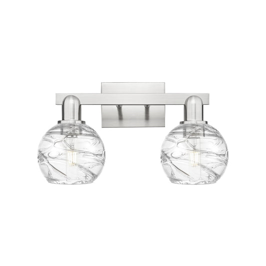 Innovations Athens Deco Swirl 16in 2-Light Bath Vanity | Industrial Brushed Satin Nickel and Clear Deco Swirl Glass | Bathroom | Model 716-2W-SN-G1213-6CL