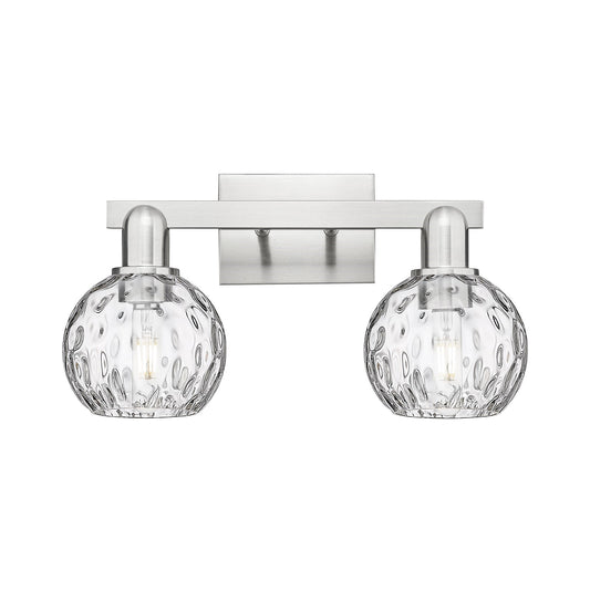 Innovations Athens Water Glass 17in 2-Light Bath Vanity Light | Industrial Brushed Satin Nickel and Clear Glass | Bathroom | Model 716-2W-SN-G1215-6