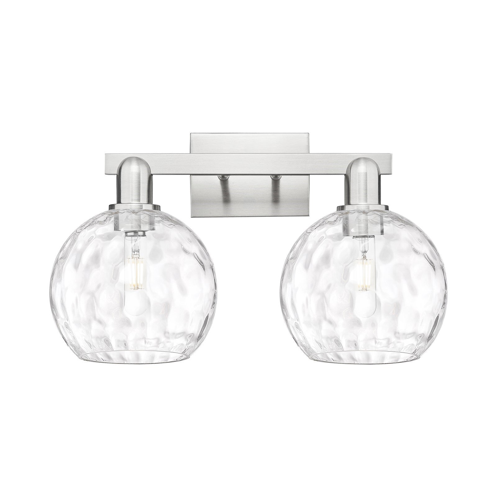 Innovations Athens Water Glass 19in 2-Light Bath Vanity Light | Industrial Brushed Satin Nickel and Clear Glass | Bathroom | Model 716-2W-SN-G1215-8