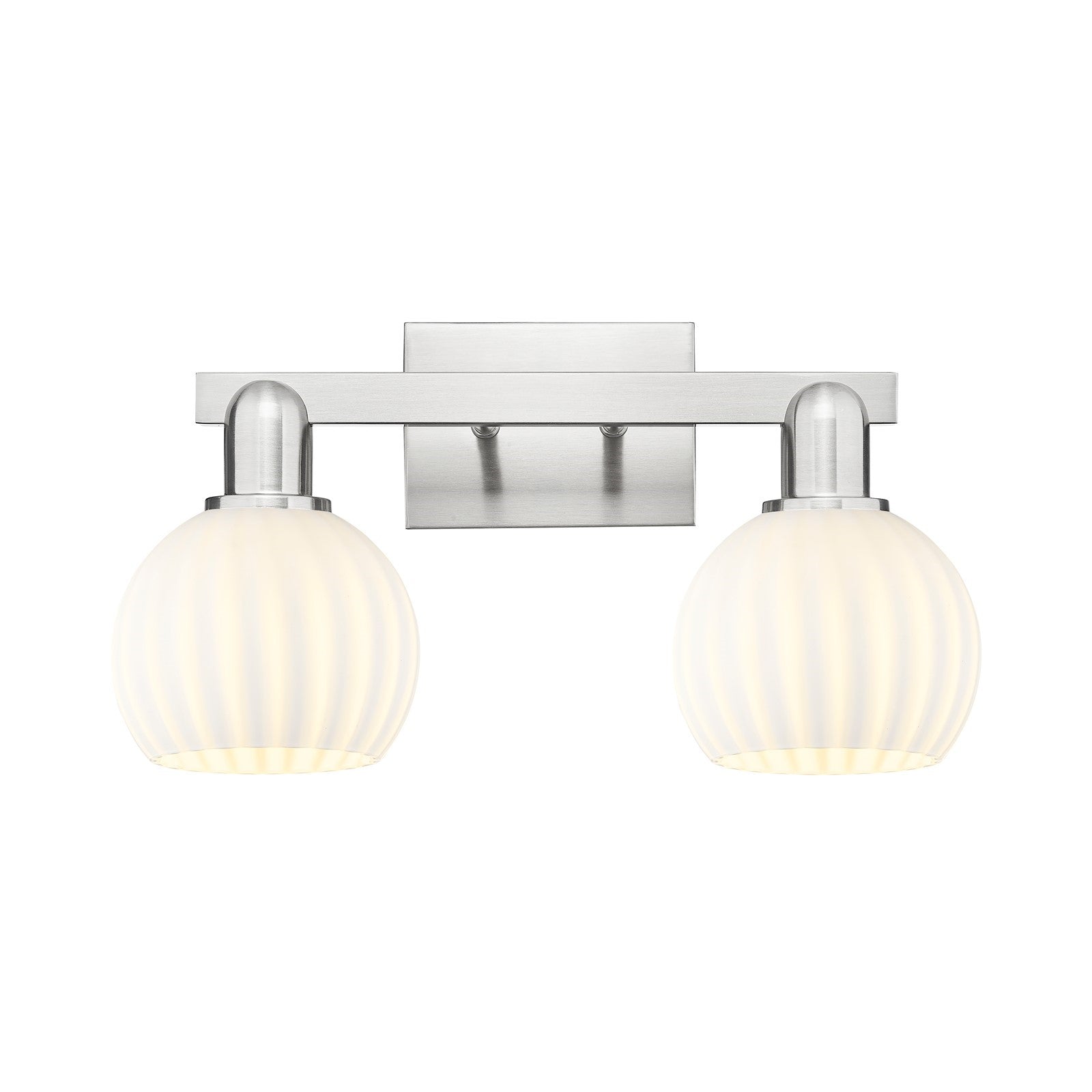 Innovations Lighting Arcadia 17in 2-Light Bath Vanity Light | Industrial Brushed Satin Nickel and White Venetian Glass | Model 716-2W-SN-G1217-6WV