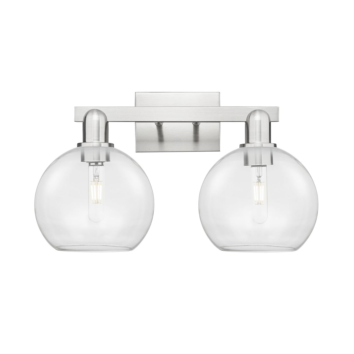 Innovations Athens 19in 2-Light Bath Vanity | Brushed Satin Nickel Steel and Clear Glass | Bathroom Vanity Light | 19 x 11.75 x | Model 716-2W-SN-G122-8