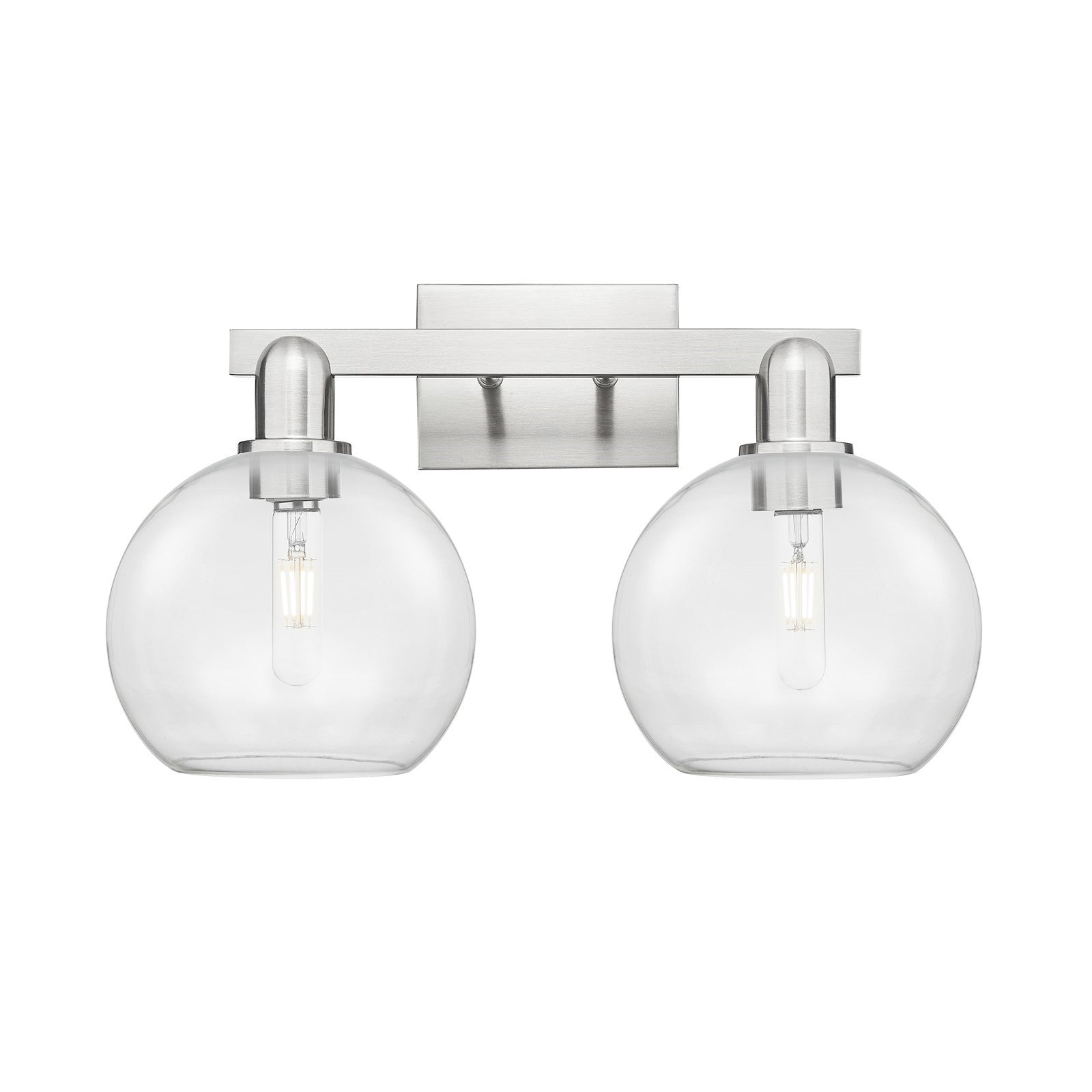 Innovations Athens 19in 2-Light Bath Vanity | Brushed Satin Nickel Steel and Clear Glass | Bathroom Vanity Light | 19 x 11.75 x | Model 716-2W-SN-G122-8