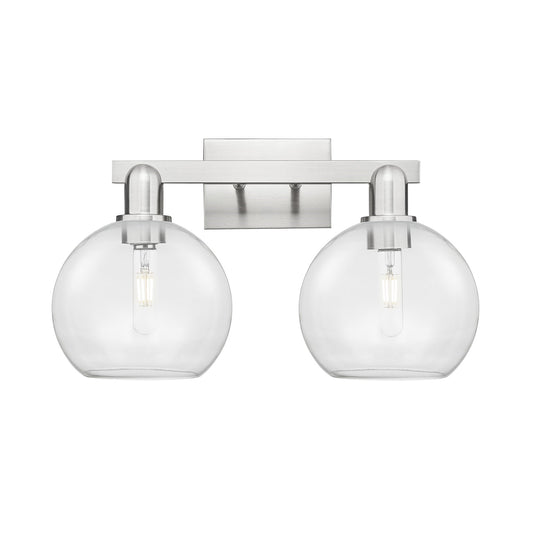 Innovations Athens 19in 2-Light Bath Vanity | Brushed Satin Nickel Steel and Clear Glass | Bathroom Vanity Light | 19 x 11.75 x | Model 716-2W-SN-G122-8