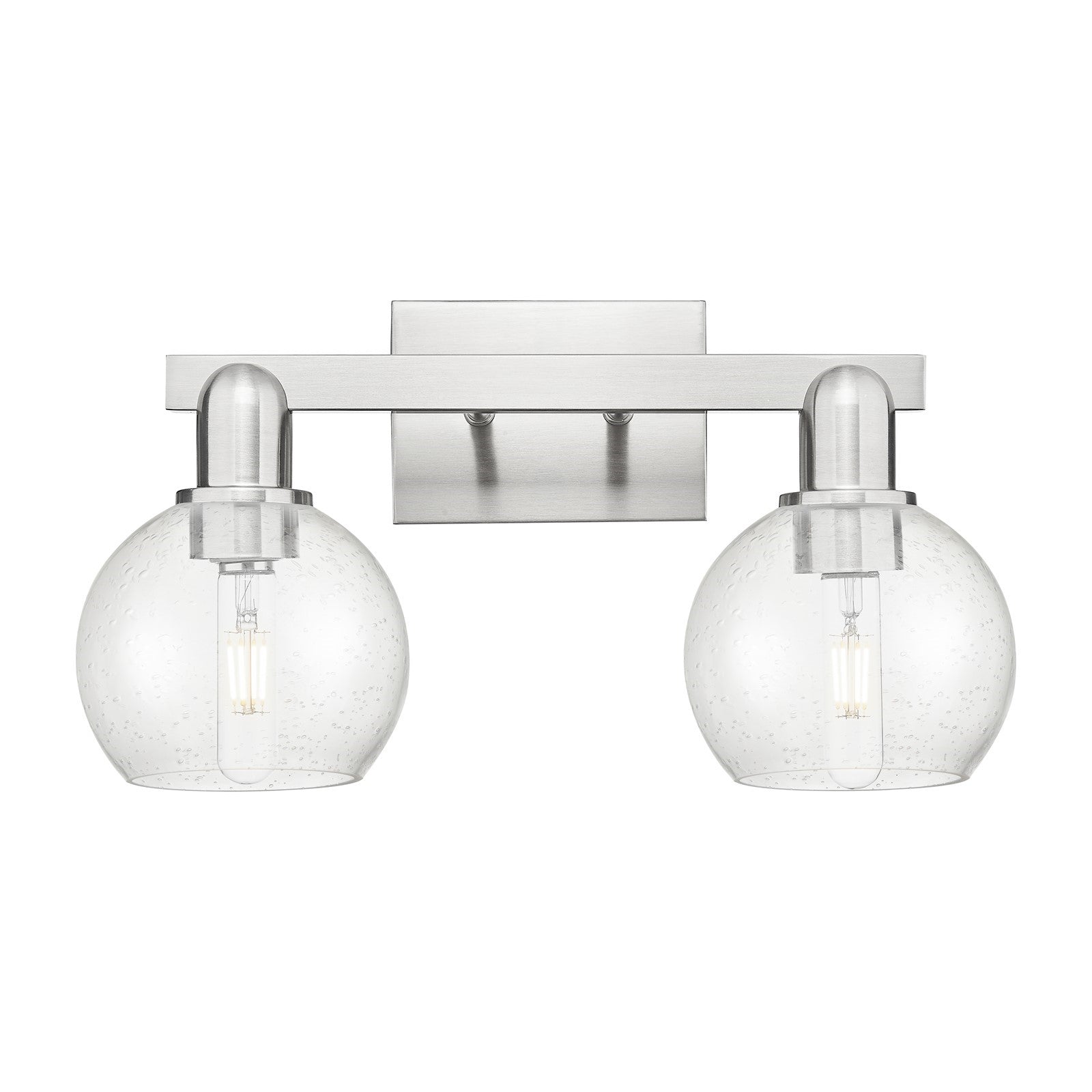 Innovations Athens 17in 2-Light Bath Vanity | Industrial Brushed Satin Nickel and Seedy Glass | Bathroom Vanity Light | 16.88 x | Model 716-2W-SN-G124-6
