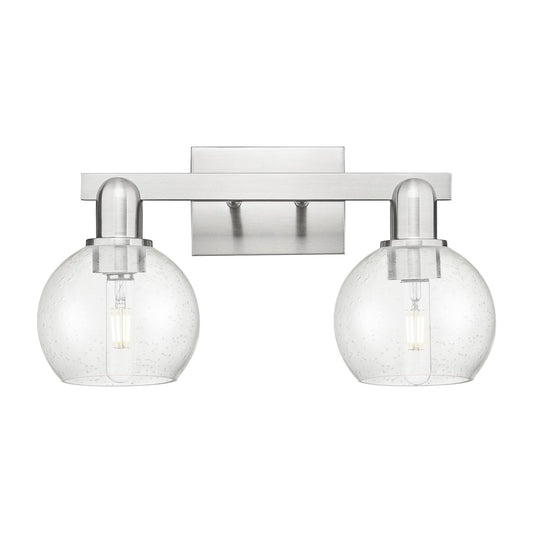 Innovations Athens 17in 2-Light Bath Vanity | Industrial Brushed Satin Nickel and Seedy Glass | Bathroom Vanity Light | 16.88 x | Model 716-2W-SN-G124-6
