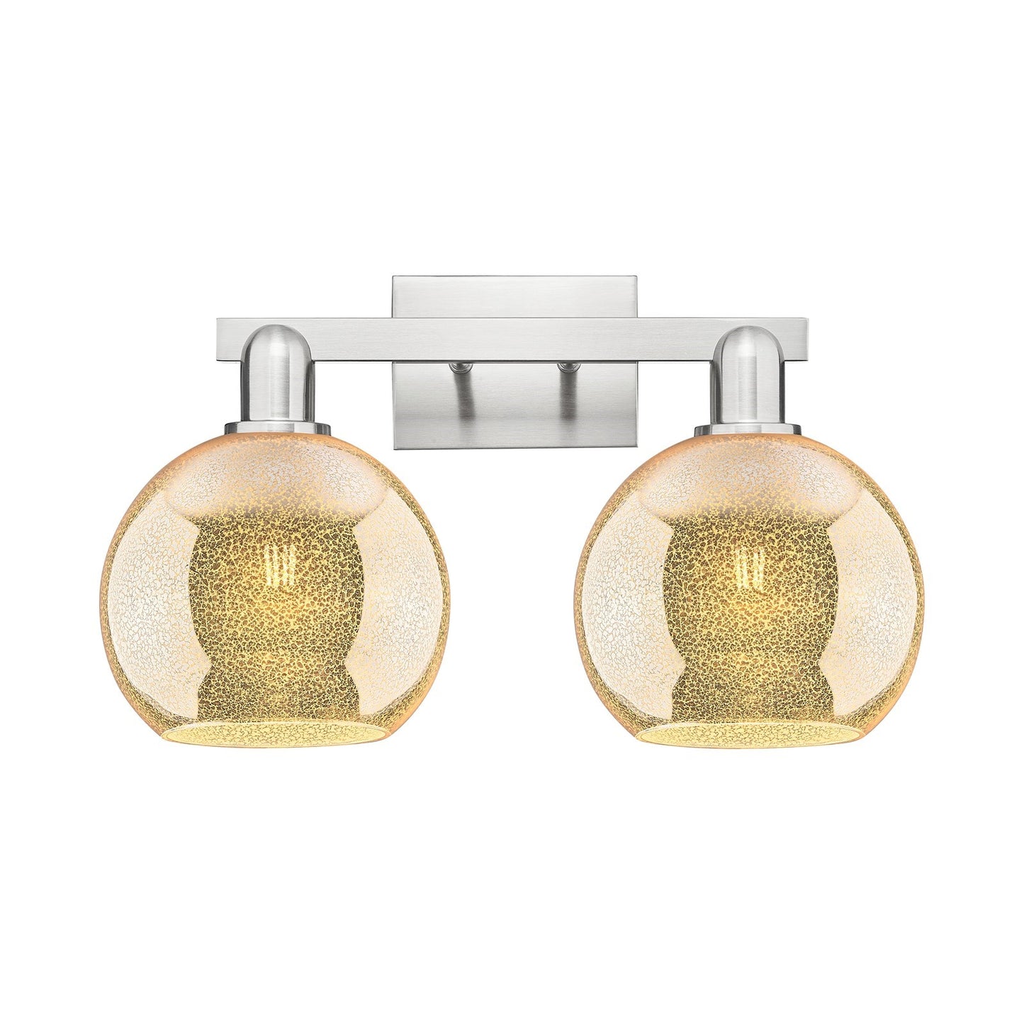 Innovations Athens 19in 2-Light Bath Vanity | Industrial Brushed Satin Nickel and Mercury Glass | Bathroom Vanity Light | 19 x | Model 716-2W-SN-G128-8