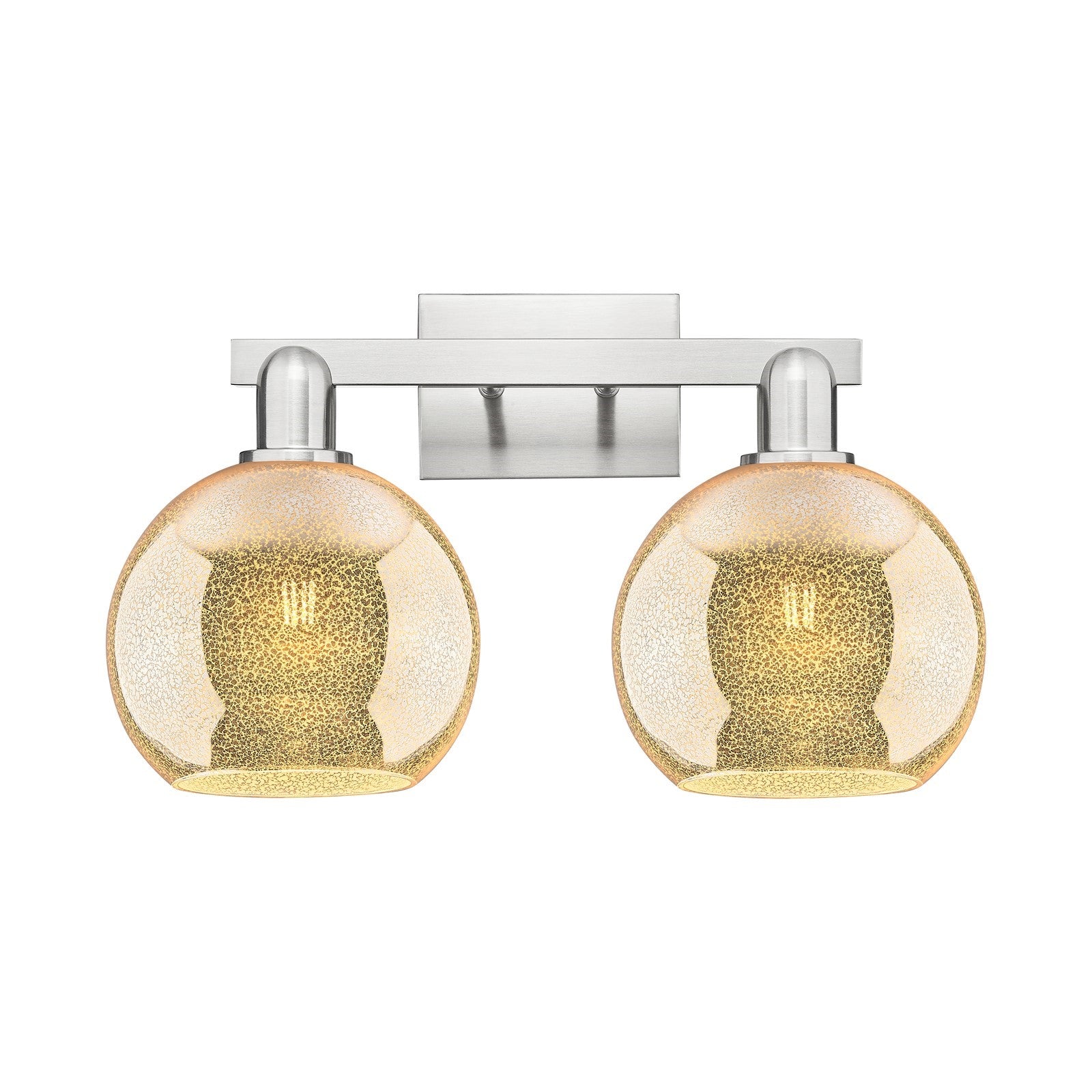 Innovations Athens 19in 2-Light Bath Vanity | Industrial Brushed Satin Nickel and Mercury Glass | Bathroom Vanity Light | 19 x | Model 716-2W-SN-G128-8