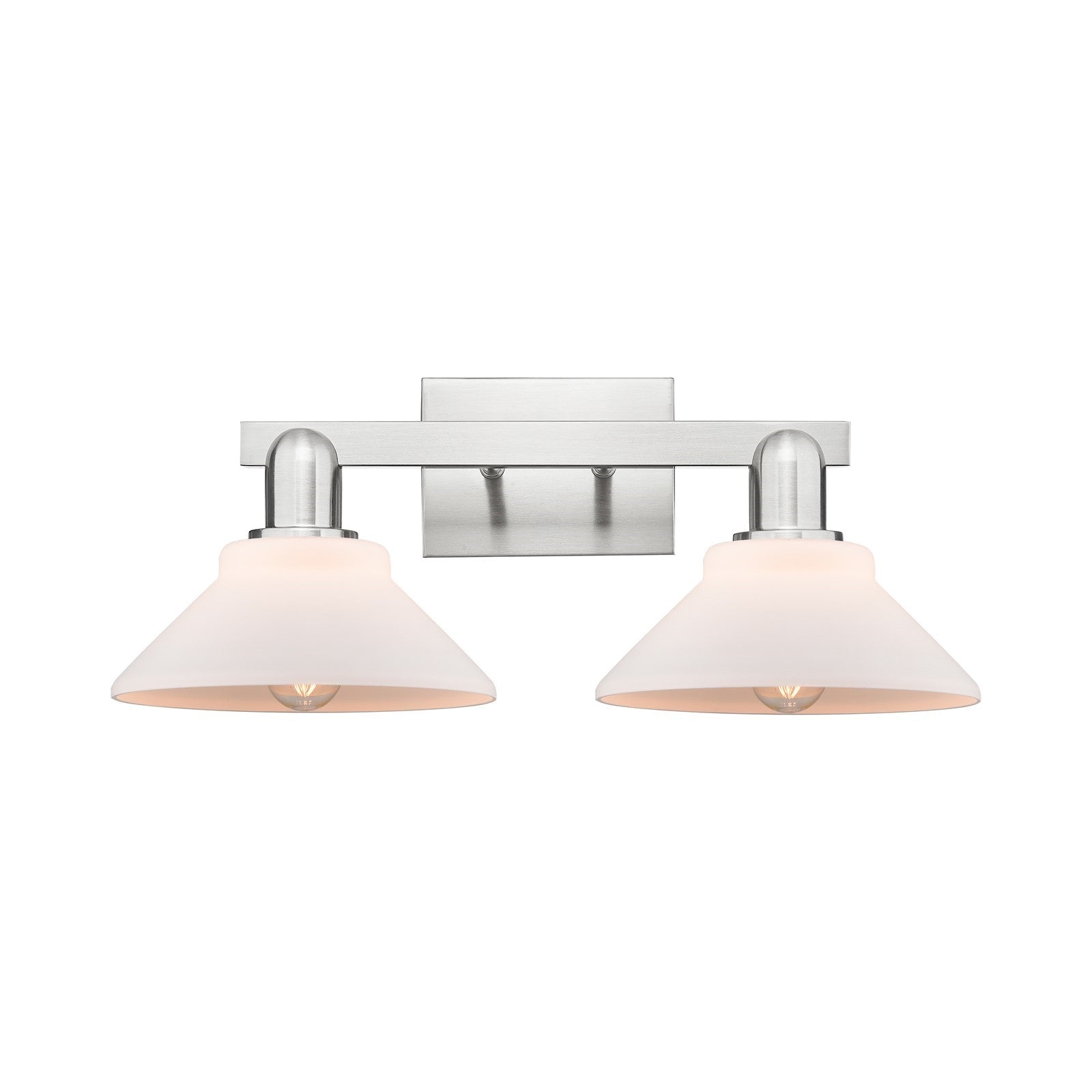 Innovations Orwell 19in 2-Light Bath Vanity Light | Industrial Brushed Satin Nickel and Matte White Glass | Bathroom Vanity | 19.38 | Model 716-2W-SN-G131