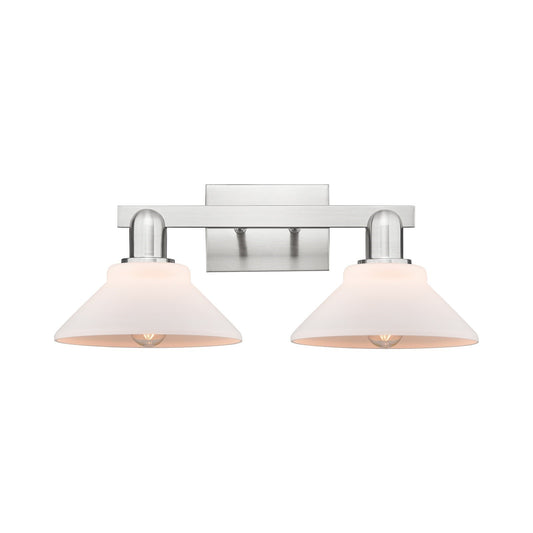 Innovations Orwell 19in 2-Light Bath Vanity Light | Industrial Brushed Satin Nickel and Matte White Glass | Bathroom Vanity | 19.38 | Model 716-2W-SN-G131