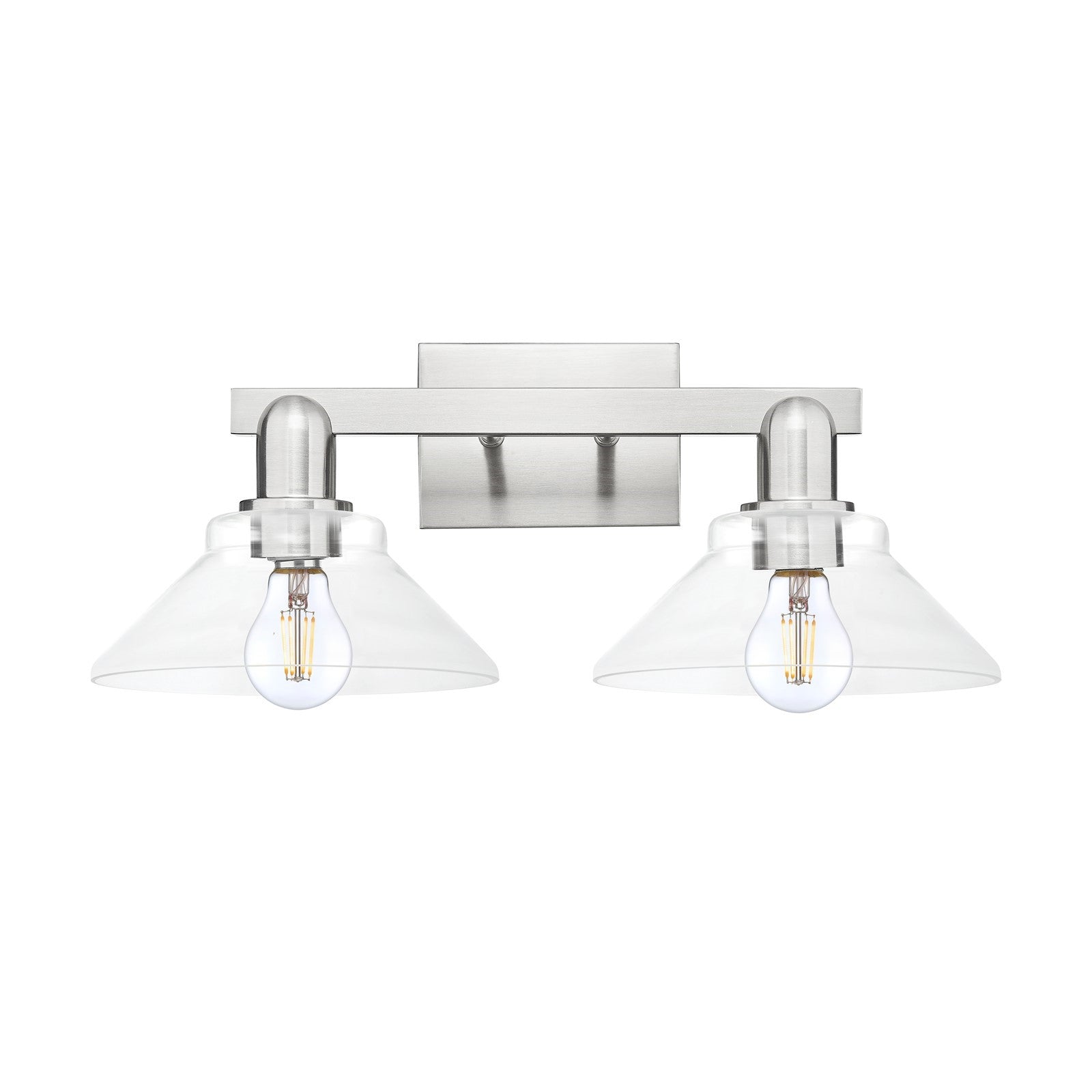 Innovations Orwell 19in 2-Light Bath Vanity Light | Industrial Brushed Satin Nickel and Clear Glass | Bathroom Vanity | 19.38 x | Model 716-2W-SN-G132