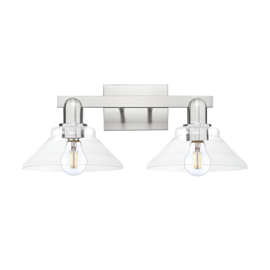 Innovations Orwell 19in 2-Light Bath Vanity Light | Industrial Brushed Satin Nickel and Clear Glass | Bathroom Vanity | 19.38 x | Model 716-2W-SN-G132