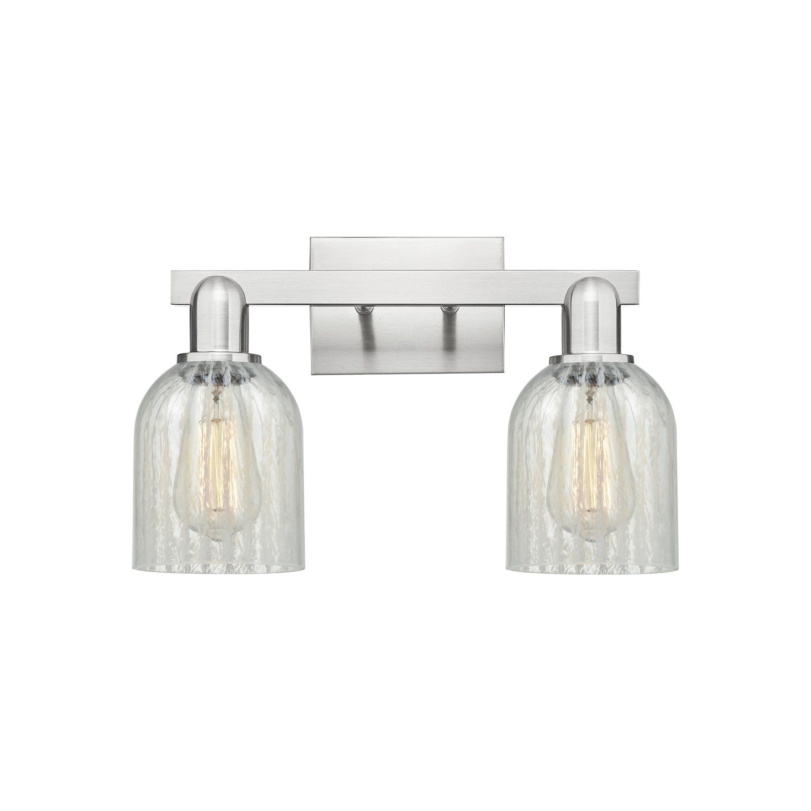 Innovations Caledonia 16in 2-Light Bath Vanity Light | Industrial Brushed Satin Nickel and Mouchette Glass | Bathroom Vanity | 16 | Model 716-2W-SN-G2511