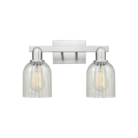 Innovations Caledonia 16in 2-Light Bath Vanity Light | Industrial Brushed Satin Nickel and Mouchette Glass | Bathroom Vanity | 16 | Model 716-2W-SN-G2511
