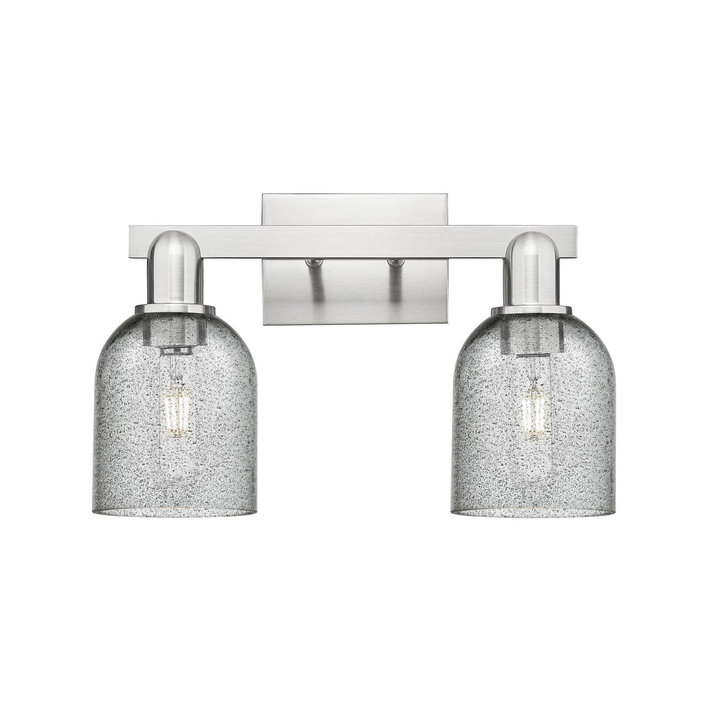 Innovations Caledonia 16in 2-Light Bath Vanity Light | Industrial Brushed Satin Nickel and Charcoal Glass | Bathroom Vanity | 16 x | Model 716-2W-SN-G257