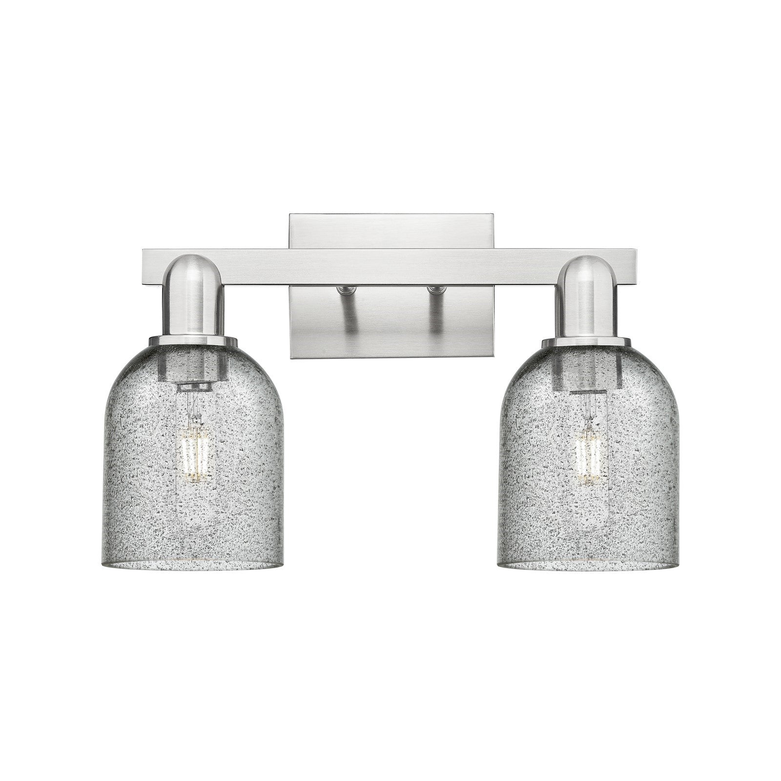 Innovations Caledonia 16in 2-Light Bath Vanity Light | Industrial Brushed Satin Nickel and Charcoal Glass | Bathroom Vanity | 16 x | Model 716-2W-SN-G257