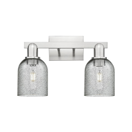 Innovations Caledonia 16in 2-Light Bath Vanity Light | Industrial Brushed Satin Nickel and Charcoal Glass | Bathroom Vanity | 16 x | Model 716-2W-SN-G257