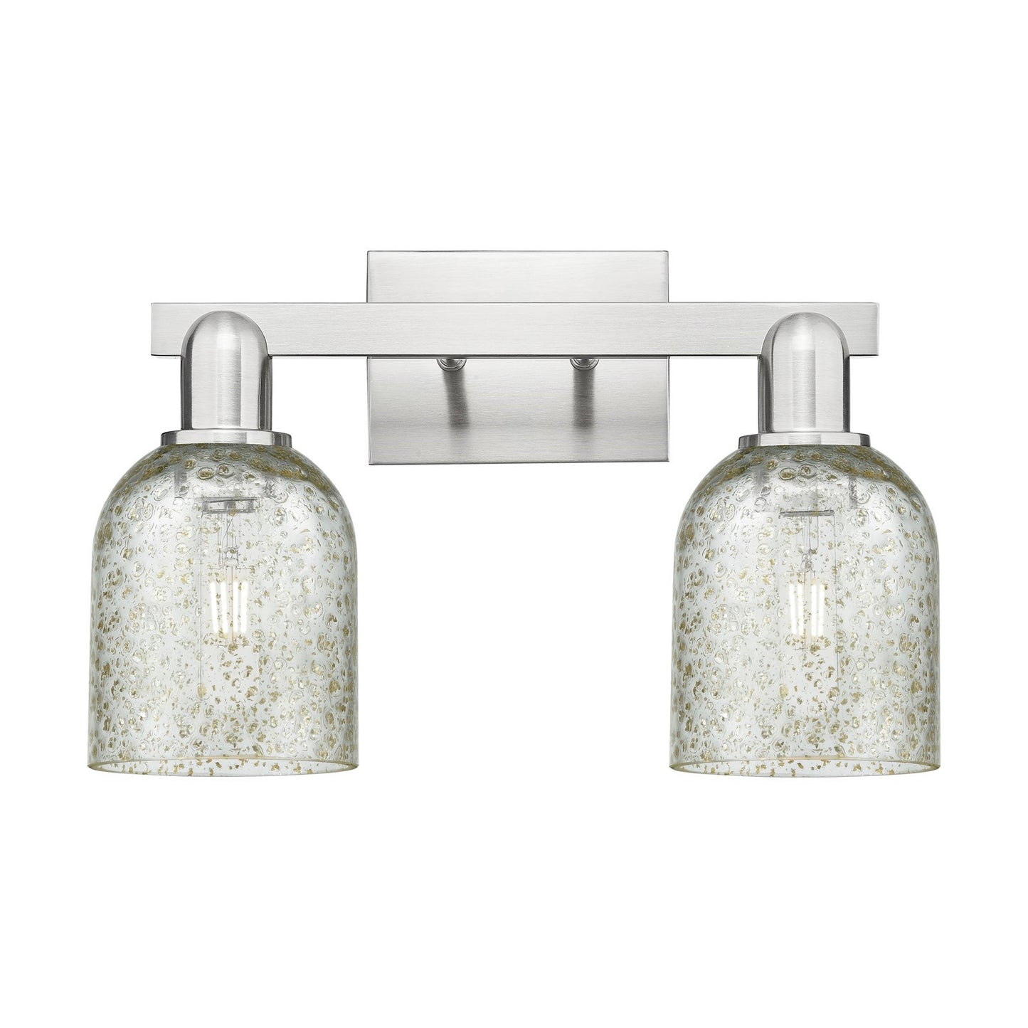 Innovations Caledonia 16in 2-Light Bath Vanity | Industrial Brushed Satin Nickel Steel and Mica Glass | Bathroom Vanity | 16 x | Model 716-2W-SN-G259