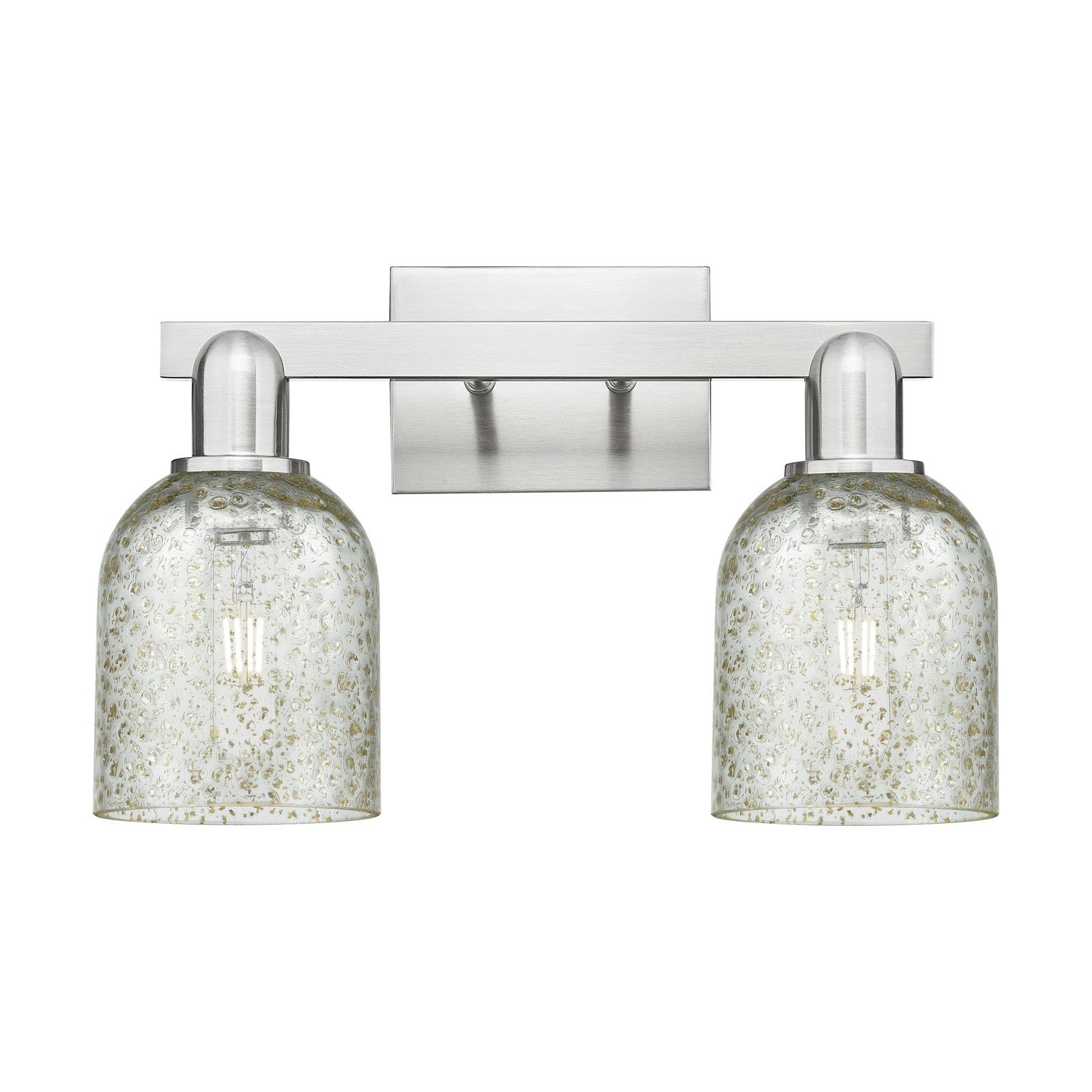 Innovations Caledonia 16in 2-Light Bath Vanity | Industrial Brushed Satin Nickel Steel and Mica Glass | Bathroom Vanity | 16 x | Model 716-2W-SN-G259