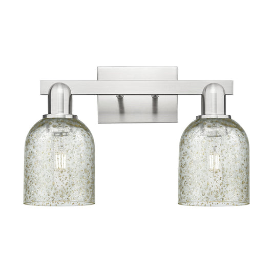 Innovations Caledonia 16in 2-Light Bath Vanity | Industrial Brushed Satin Nickel Steel and Mica Glass | Bathroom Vanity | 16 x | Model 716-2W-SN-G259