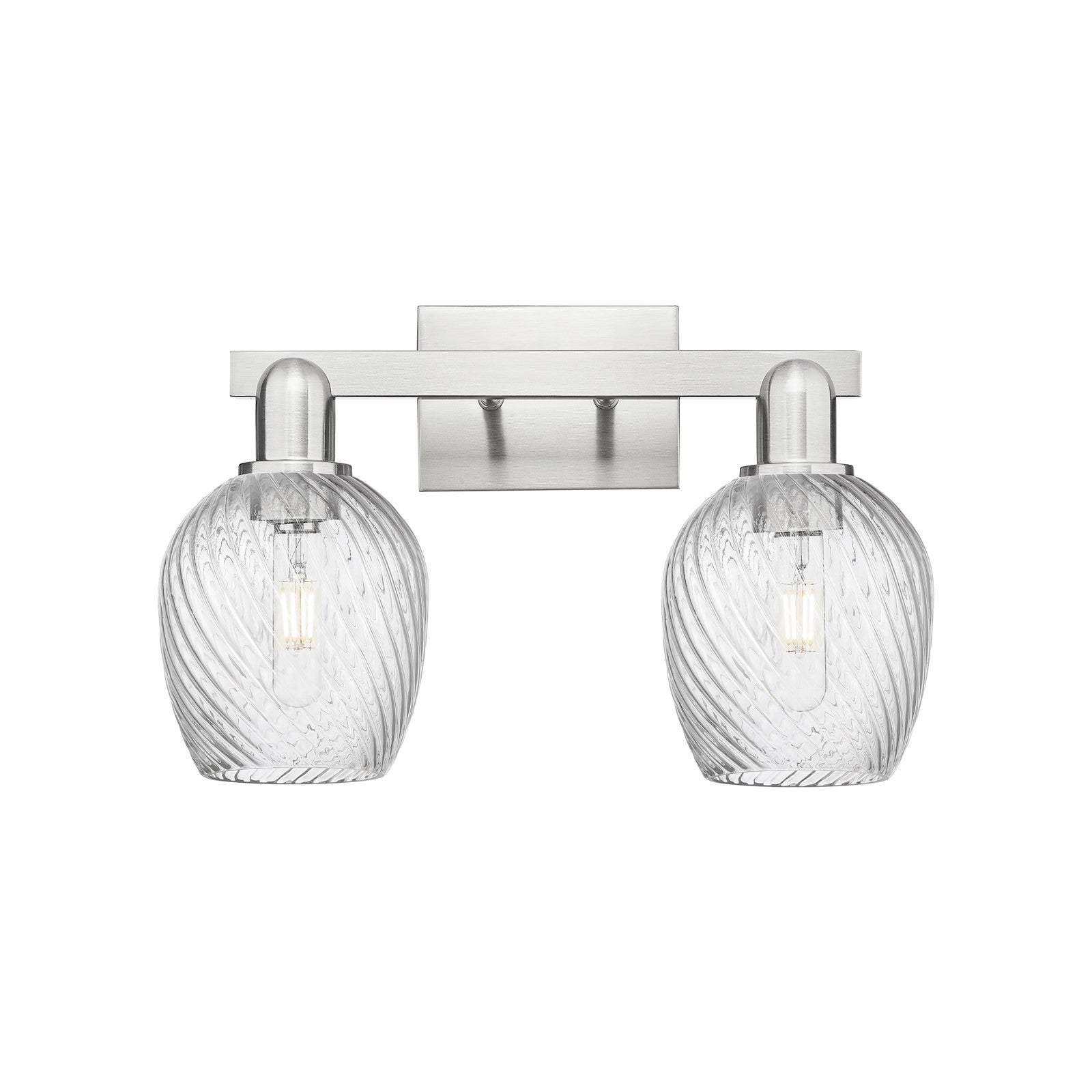Innovations Salina 2-Light 17in Bath Vanity Light | Industrial Brushed Satin Nickel and Clear Spiral Fluted Glass | Bathroom Vanity | Model 716-2W-SN-G292