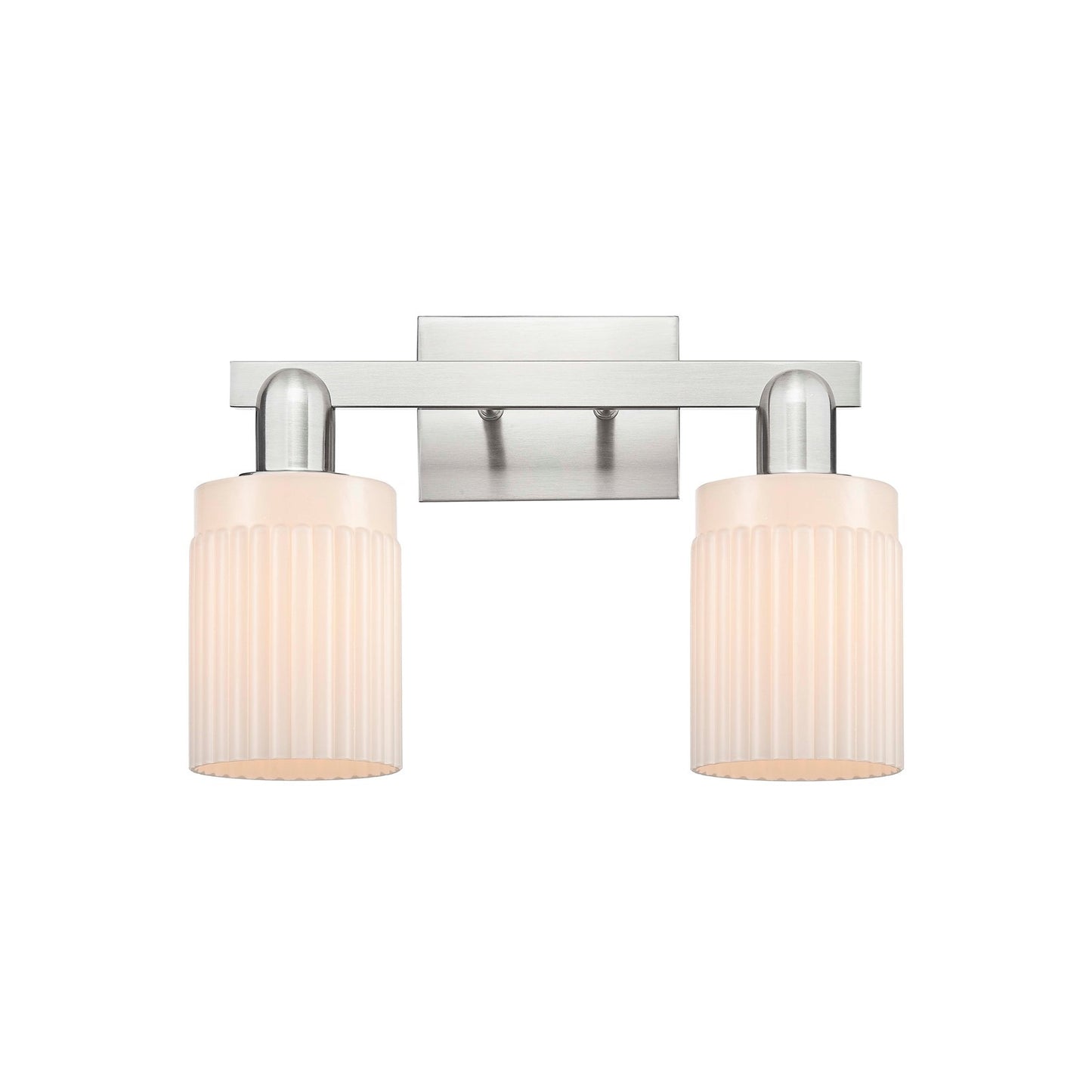 Innovations Hadley 16in 2-Light Bath Vanity | Industrial Brushed Satin Nickel and Matte White Glass | Bathroom Vanity Light | 15.5 | Model 716-2W-SN-G341