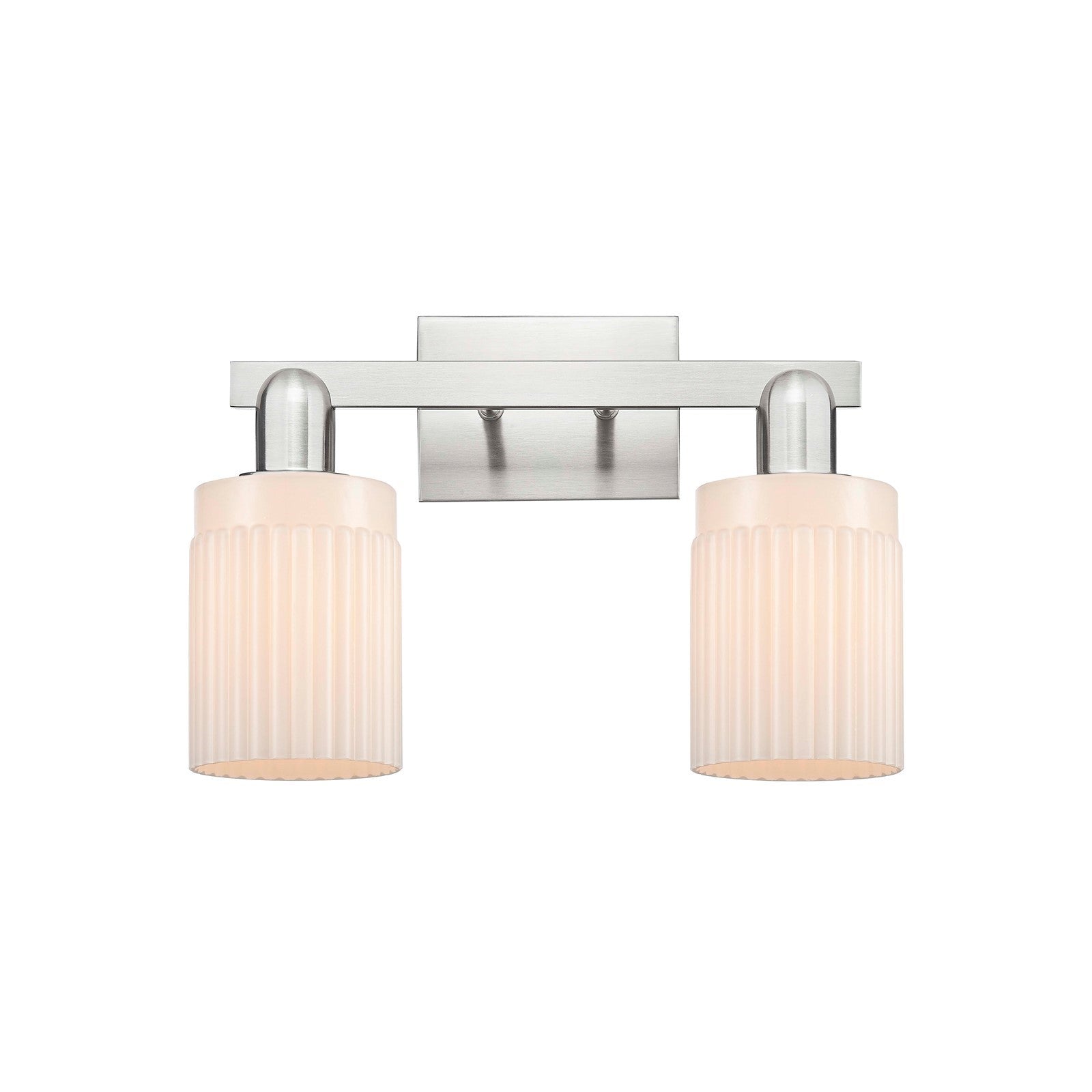 Innovations Hadley 16in 2-Light Bath Vanity | Industrial Brushed Satin Nickel and Matte White Glass | Bathroom Vanity Light | 15.5 | Model 716-2W-SN-G341