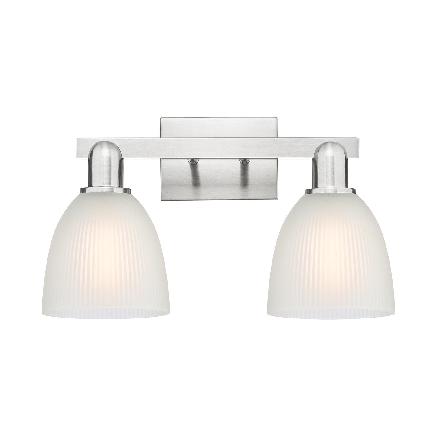 Innovations Castile 17in 2-Light Bath Vanity | Industrial Brushed Satin Nickel and White Glass | Bathroom Vanity Light | 17 x 10.75 | Model 716-2W-SN-G381