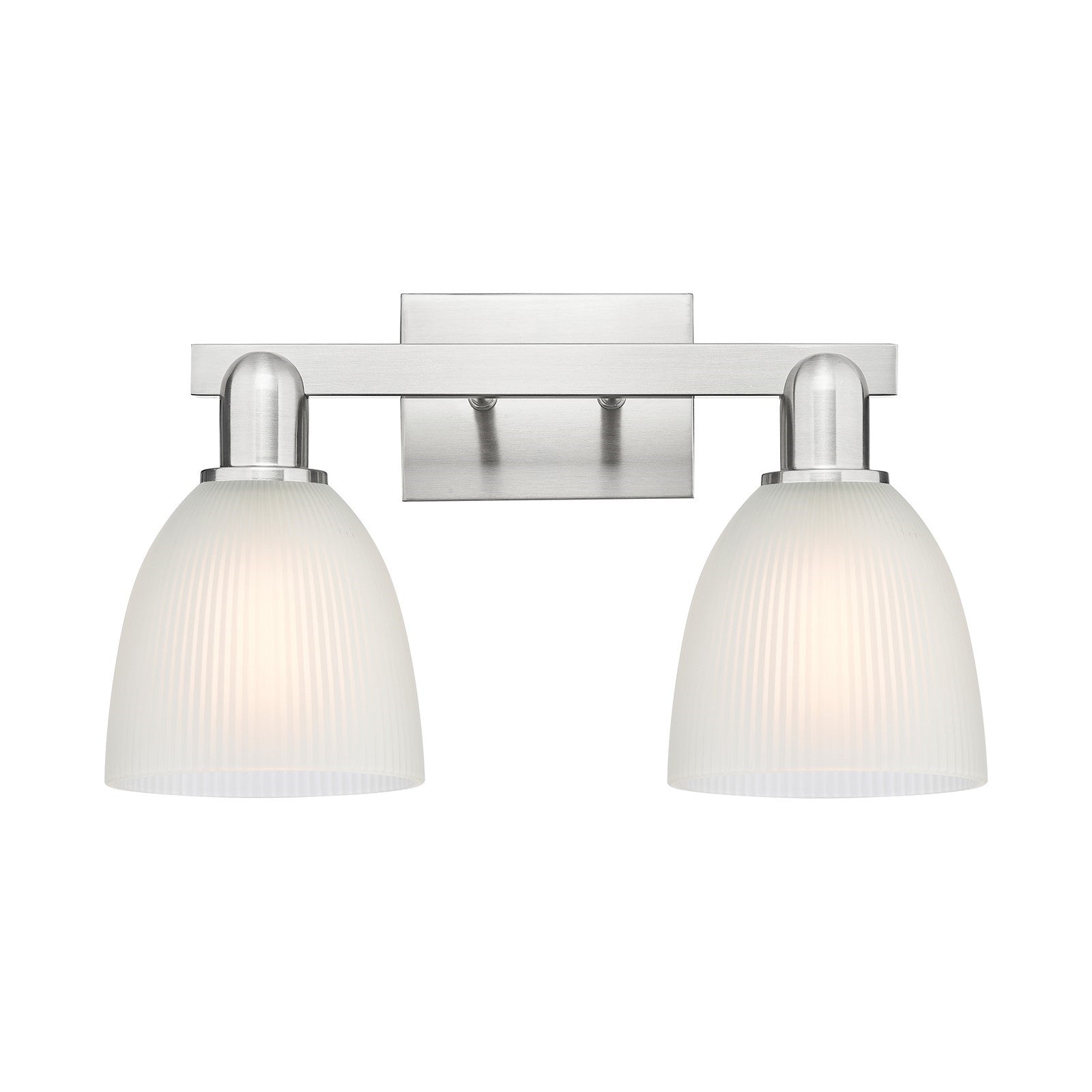 Innovations Castile 17in 2-Light Bath Vanity | Industrial Brushed Satin Nickel and White Glass | Bathroom Vanity Light | 17 x 10.75 | Model 716-2W-SN-G381