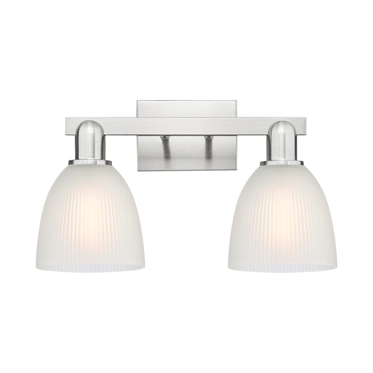 Innovations Castile 17in 2-Light Bath Vanity | Industrial Brushed Satin Nickel and White Glass | Bathroom Vanity Light | 17 x 10.75 | Model 716-2W-SN-G381