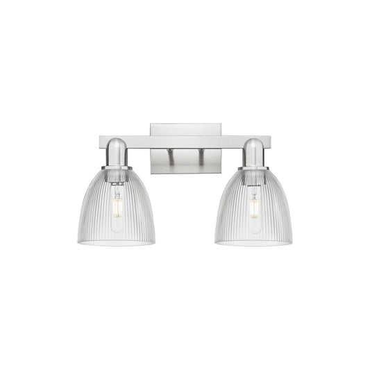 Innovations Castile 17in 2-Light Bath Vanity | Industrial Brushed Satin Nickel and Clear Glass | Bathroom Vanity Light | 17 x 10.75 | Model 716-2W-SN-G382