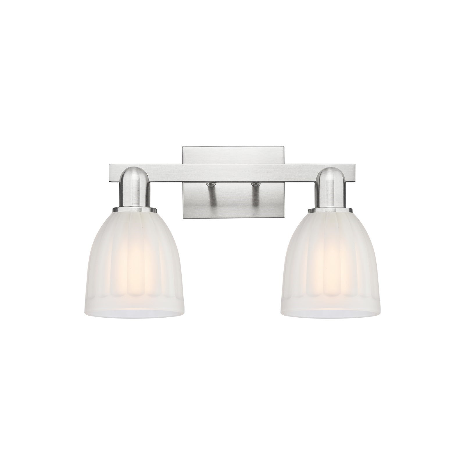 Innovations Brookfield 17in 2-Light Bath Vanity Light | Industrial Brushed Satin Nickel Steel and White Frosted Ribbed Glass | Model 716-2W-SN-G441