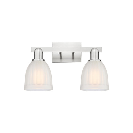 Innovations Brookfield 17in 2-Light Bath Vanity Light | Industrial Brushed Satin Nickel Steel and White Frosted Ribbed Glass | Model 716-2W-SN-G441