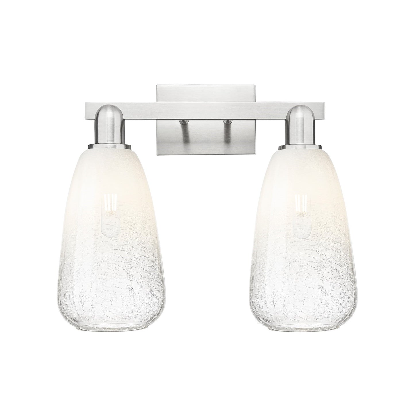Innovations Brookhaven Almond 17in 2-Light Bath Vanity Light | Industrial Brushed Satin Nickel and Opal Glass | Bathroom Vanity | Model 716-2W-SN-G480-6OP