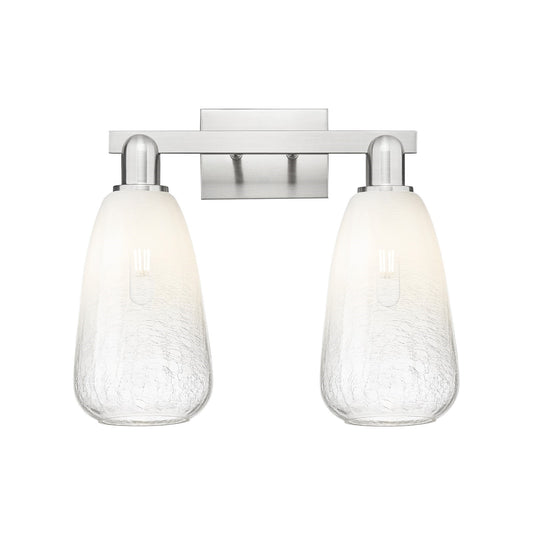 Innovations Brookhaven Almond 17in 2-Light Bath Vanity Light | Industrial Brushed Satin Nickel and Opal Glass | Bathroom Vanity | Model 716-2W-SN-G480-6OP
