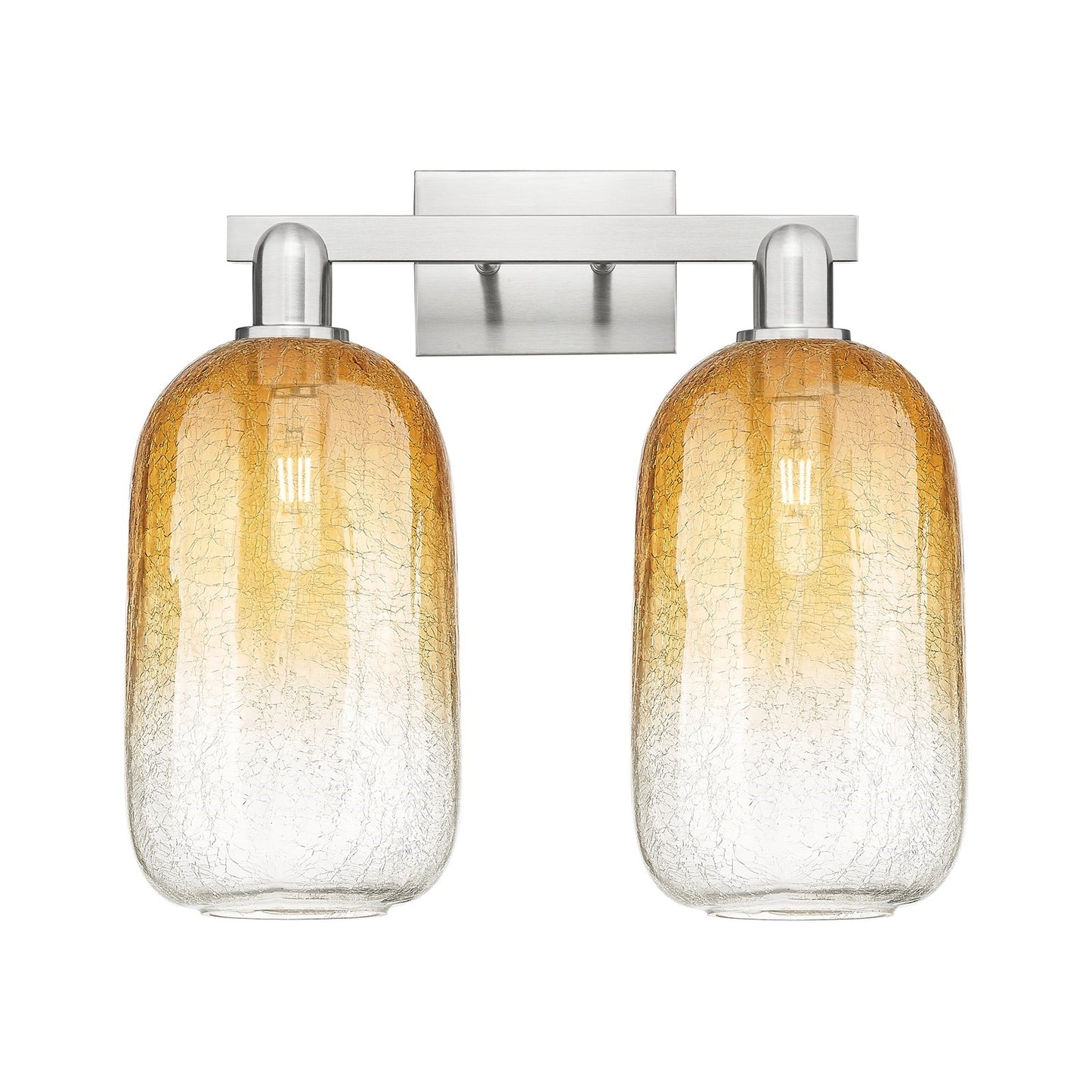 Innovations Brookhaven Cloche 18in 2-Light Bath Vanity Light | Industrial Brushed Satin Nickel and Amber Glass | Bathroom | Model 716-2W-SN-G482-7AM