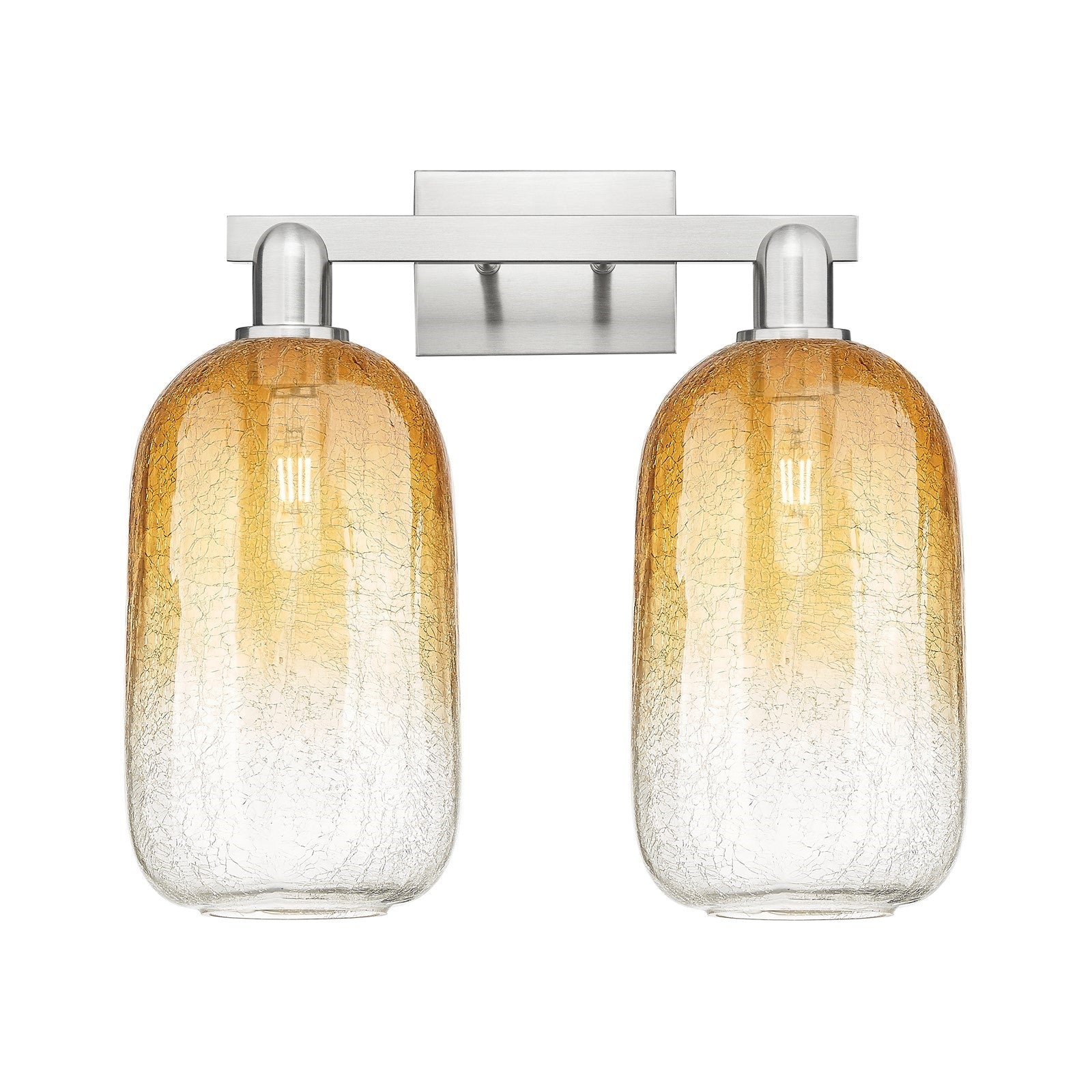 Innovations Brookhaven Cloche 18in 2-Light Bath Vanity Light | Industrial Brushed Satin Nickel and Amber Glass | Bathroom | Model 716-2W-SN-G482-7AM