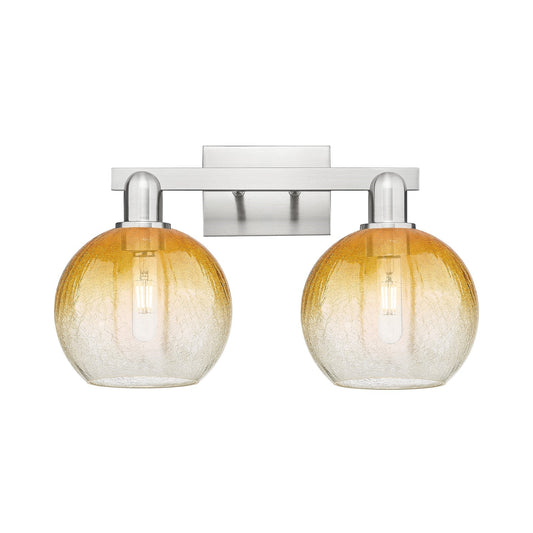 Innovations Brookhaven Globe 19in 2-Light Bath Vanity Light | Industrial Brushed Satin Nickel and Amber Glass | Bathroom Vanity | Model 716-2W-SN-G483-8AM