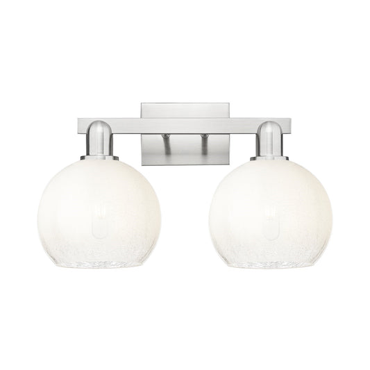 Innovations Brookhaven Globe 19in 2-Light Bath Vanity Light | Industrial Brushed Satin Nickel and Opal Glass | Bathroom Vanity | Model 716-2W-SN-G483-8OP