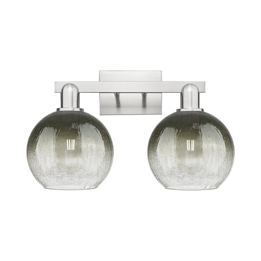 Innovations Brookhaven Globe 18in 2-Light Bath Vanity Light | Industrial Brushed Satin Nickel and Slate Glass | Bathroom Vanity | Model 716-2W-SN-G483-8SL