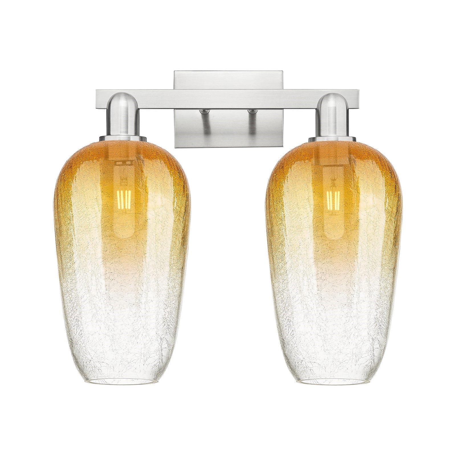 Innovations Brookhaven Flute 18in 2-Light Bath Vanity Light | Industrial Brushed Satin Nickel and Amber Glass | Bathroom Vanity | Model 716-2W-SN-G484-7AM