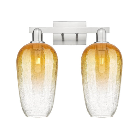 Innovations Brookhaven Flute 18in 2-Light Bath Vanity Light | Industrial Brushed Satin Nickel and Amber Glass | Bathroom Vanity | Model 716-2W-SN-G484-7AM