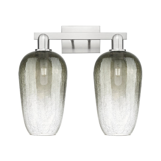 Innovations Brookhaven Flute 18in 2-Light Bath Vanity Light | Industrial Brushed Satin Nickel and Slate Glass | Bathroom Vanity | Model 716-2W-SN-G484-7SL
