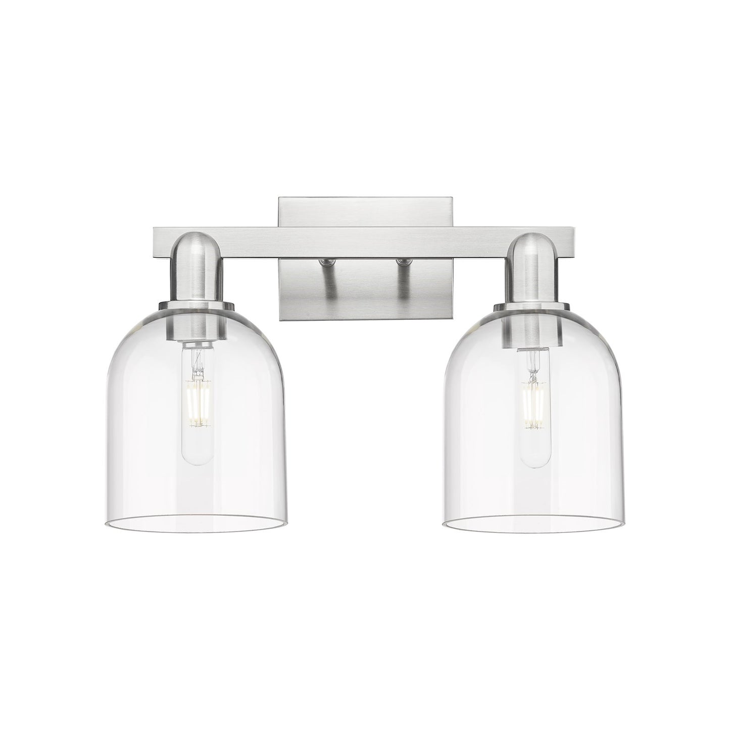 Innovations Bella 2-Light 17in Bath Vanity Light | Industrial Brushed Satin Nickel and Clear Glass | Bathroom Vanity & Powder | Model 716-2W-SN-G558-6CL