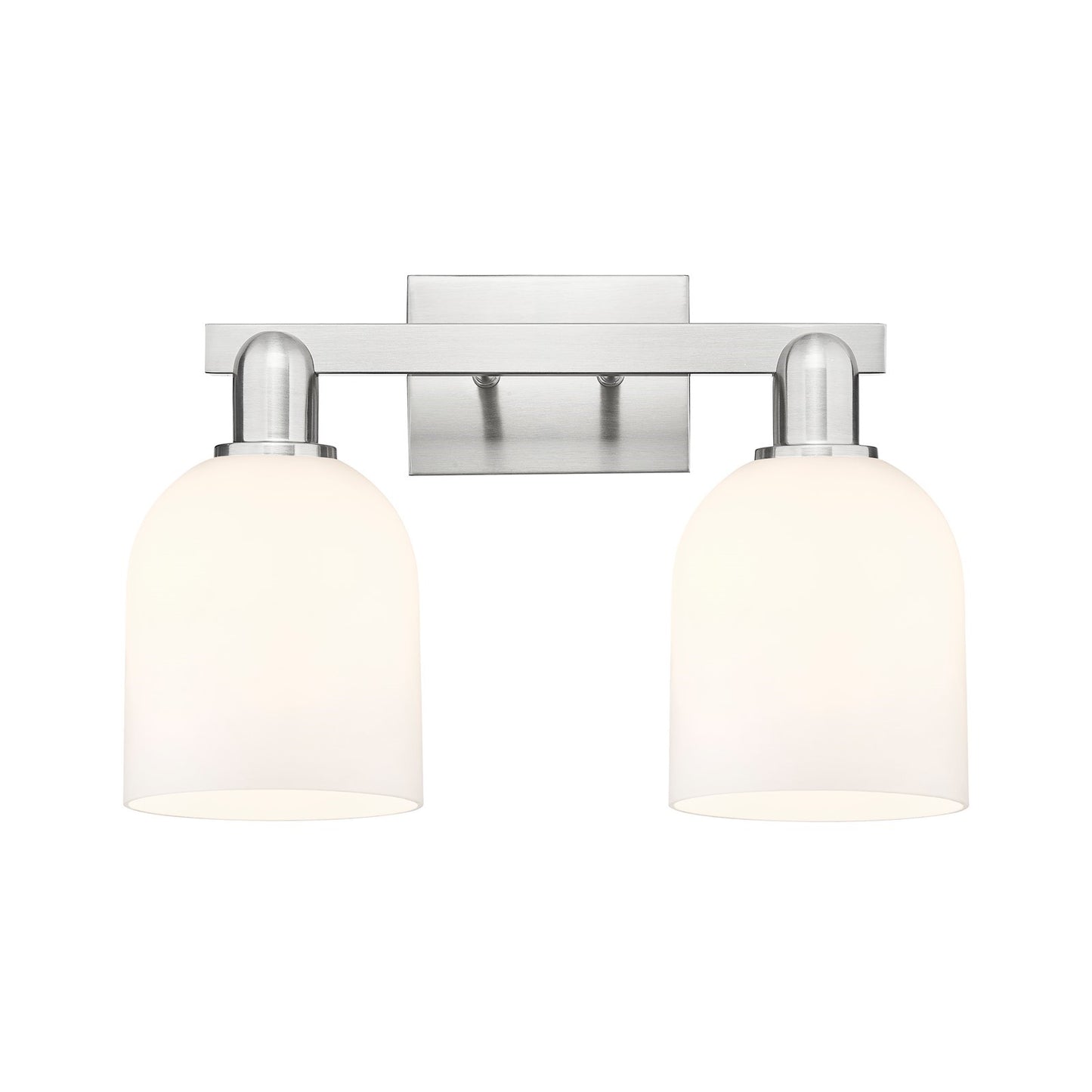 Innovations Bella 17in 2-Light Bath Vanity Light | Industrial Brushed Satin Nickel and White Glass | Bathroom Vanity | 16.5 x | Model 716-2W-SN-G558-6GWH