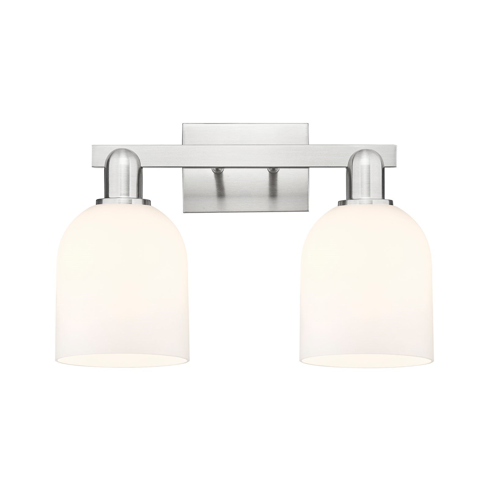 Innovations Bella 17in 2-Light Bath Vanity Light | Industrial Brushed Satin Nickel and White Glass | Bathroom Vanity | 16.5 x | Model 716-2W-SN-G558-6GWH