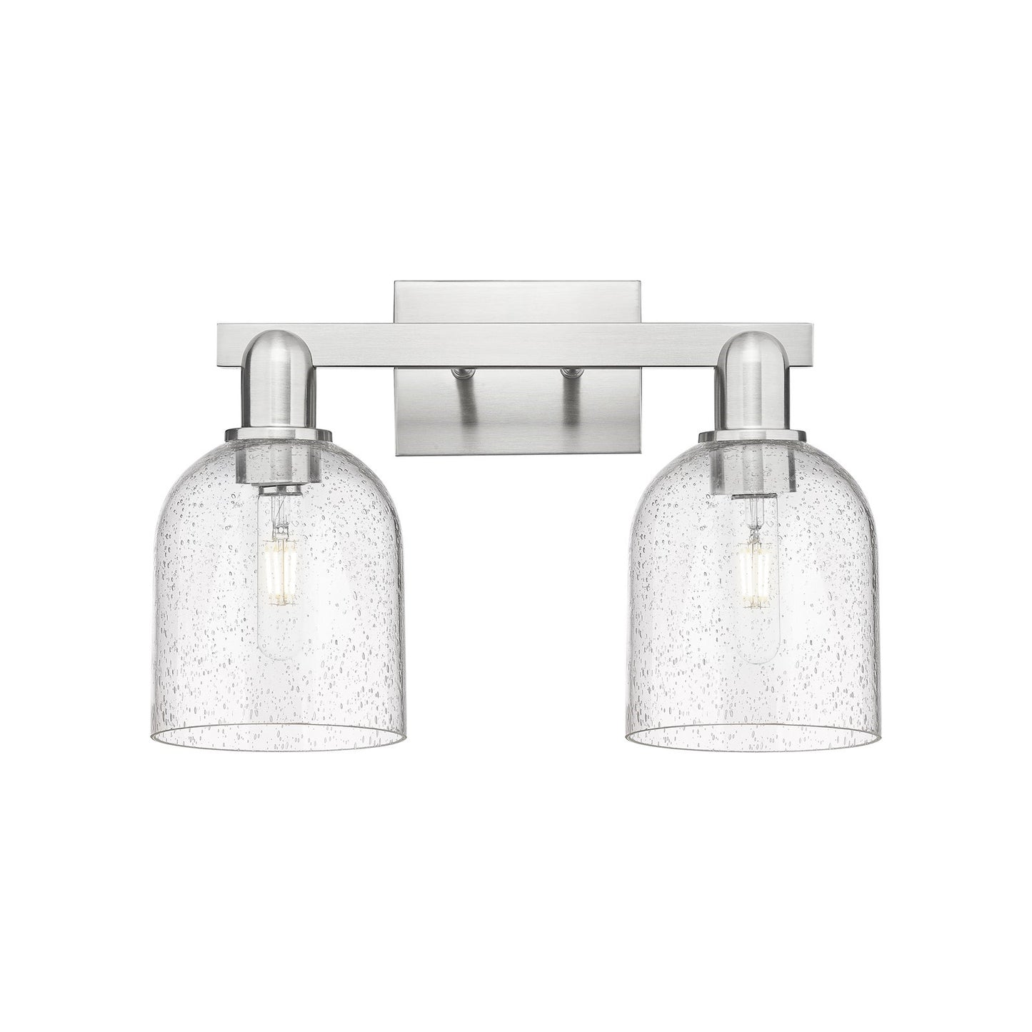 Innovations Bella 17in 2-Light Bath Vanity | Industrial Brushed Satin Nickel Steel and Seedy Glass | Bathroom Vanity | 16.5 x | Model 716-2W-SN-G558-6SDY