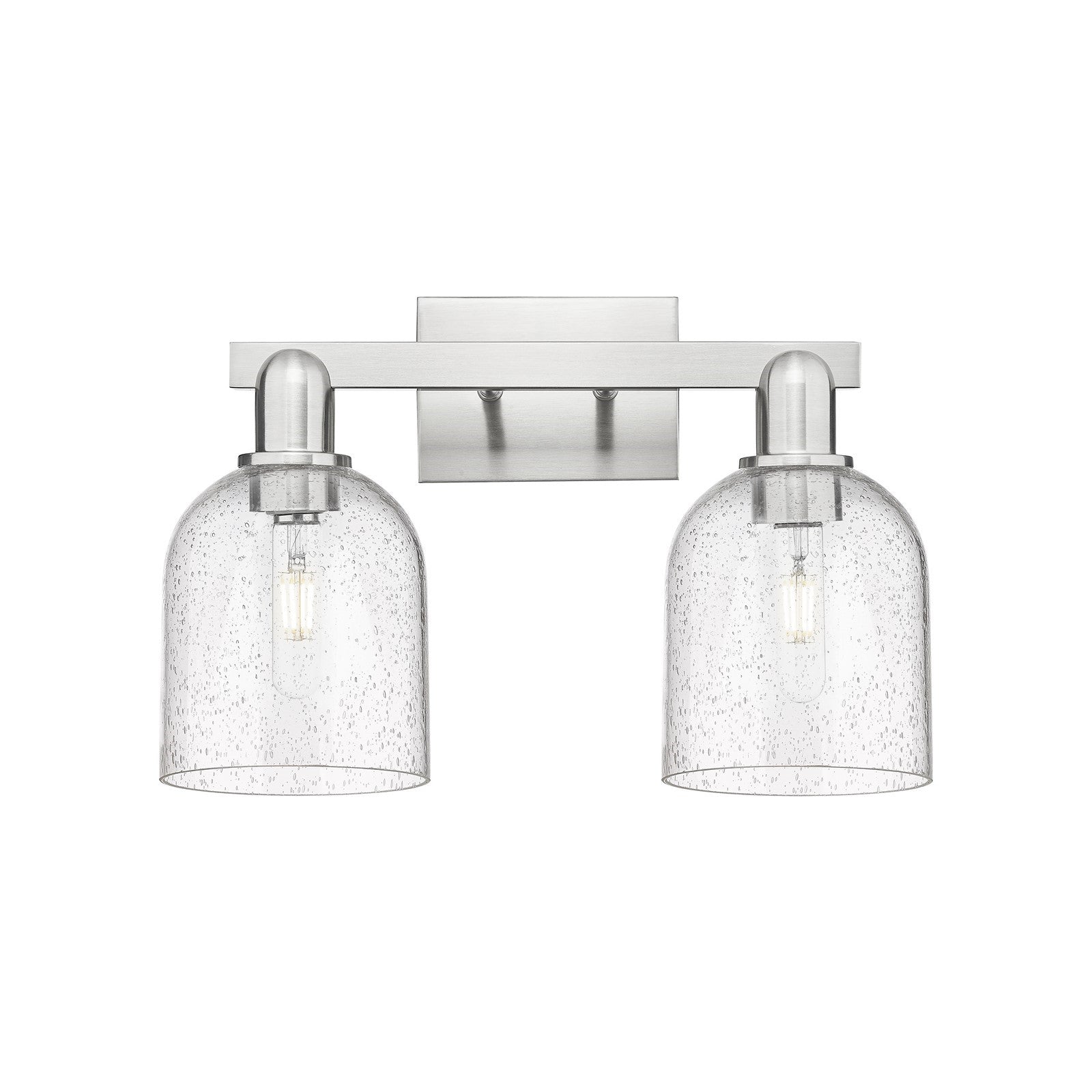 Innovations Bella 17in 2-Light Bath Vanity | Industrial Brushed Satin Nickel Steel and Seedy Glass | Bathroom Vanity | 16.5 x | Model 716-2W-SN-G558-6SDY