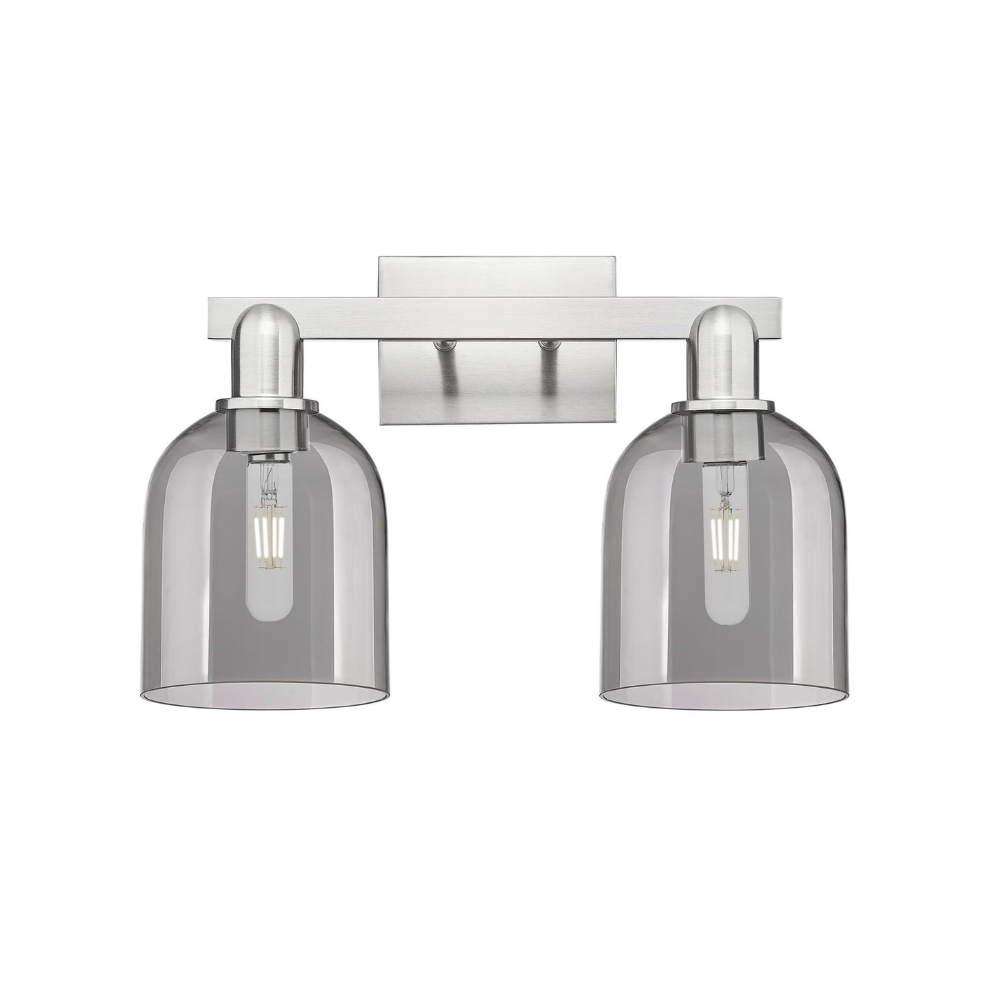 Innovations Bella 16.5in 2-Light Bath Vanity | Industrial Brushed Satin Nickel and Light Smoke Glass | Bathroom Vanity Light | Model 716-2W-SN-G558-6SM
