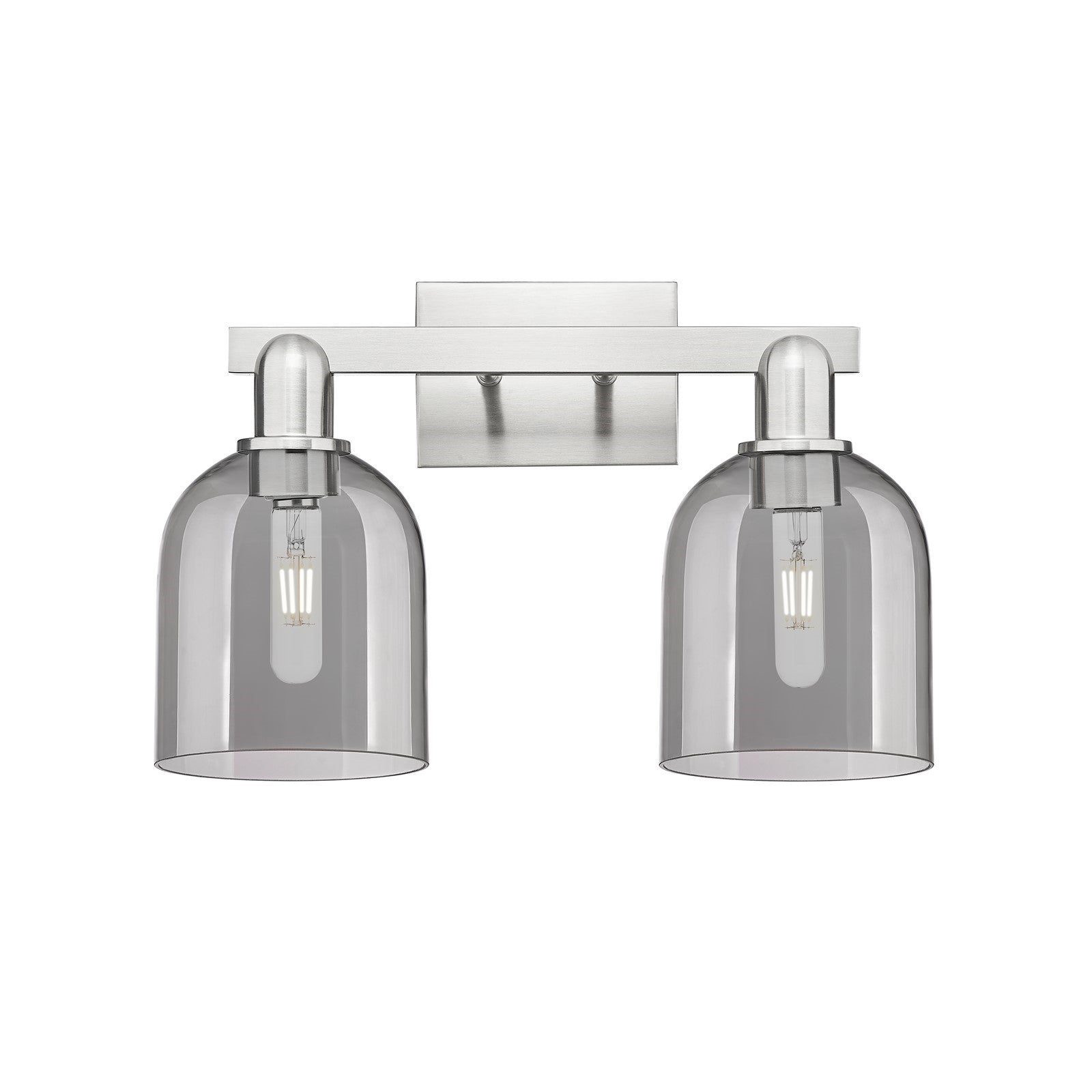 Innovations Bella 16.5in 2-Light Bath Vanity | Industrial Brushed Satin Nickel and Light Smoke Glass | Bathroom Vanity Light | Model 716-2W-SN-G558-6SM